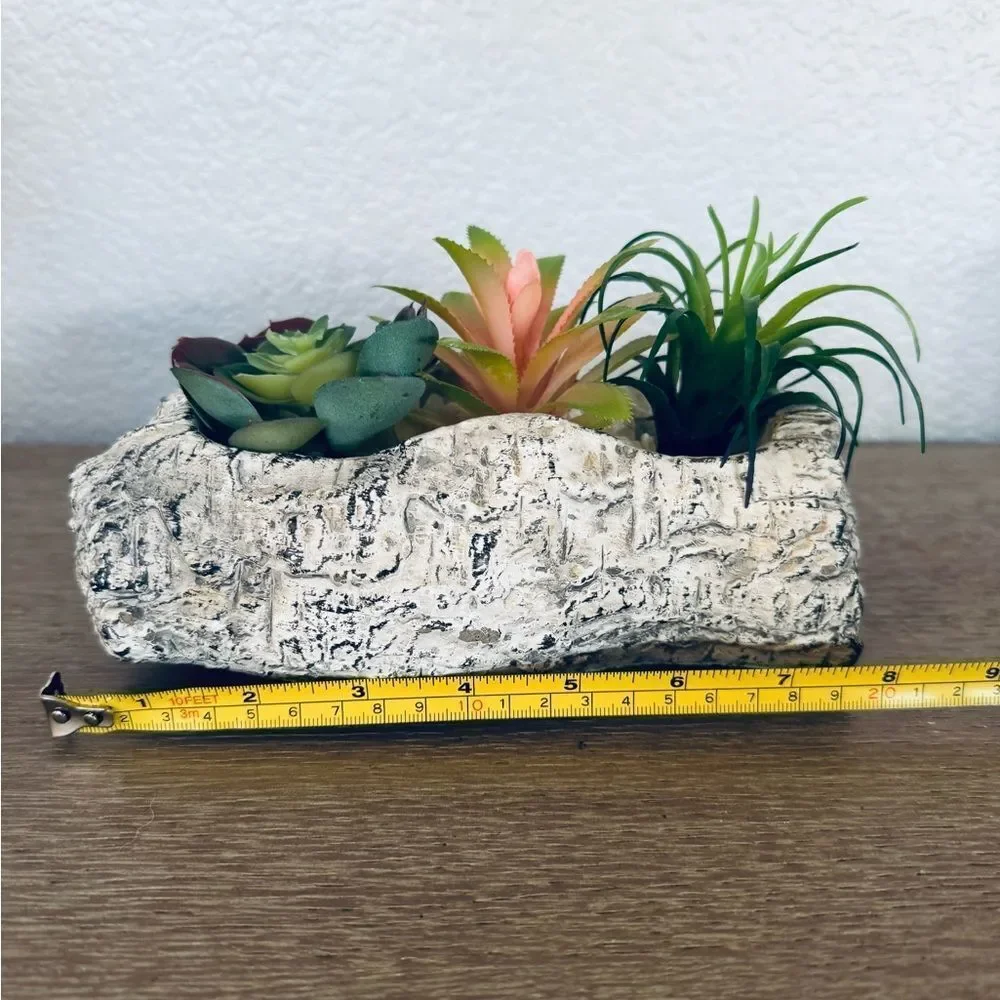 Succulent Stone Log Planter Floral Plant Arrangement
